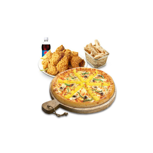고구마피치세트M(고구마피자M+후라이드치킨(뼈))+리얼웨지콘스프+콜라500ml