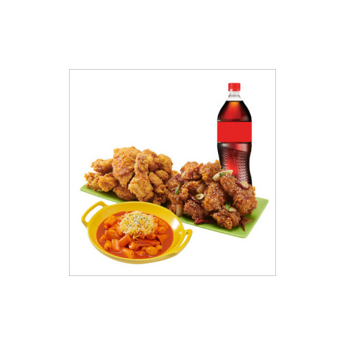 (순살/뼈)반반치킨(후라이드/깐풍)+떡볶이+콜라1.25L